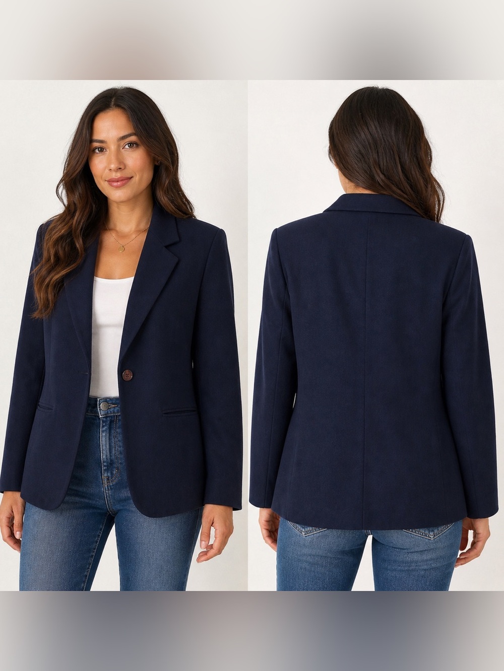 Navy Wool Blazer Petite 6 Classic Tailored Office Career Jacket